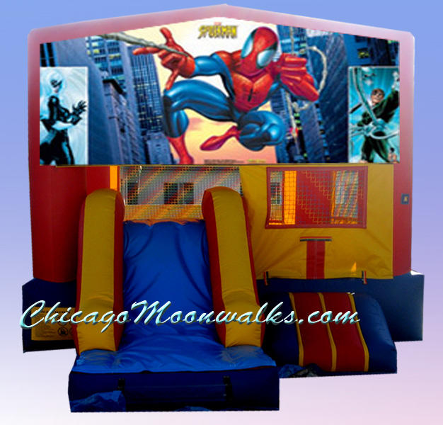 Spiderman 3 in 1 Inflatable Slide Combo Bounce House Rental Chicago Illinois